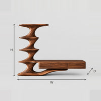 TV Stand With Sculpted Tiered Tower And Long Low Cabinet dimension diagram with width, height and depth
