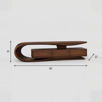 TV Stand with Sweeping Loop End and Three Panel Low Cabinet dimension diagram with width, height and depth