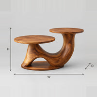 Twin Disc Coffee Table On A Swooping Sculpted Base dimension diagram with width, height and depth