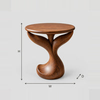 Twin Fin Pedestal Side Table With Curled Foot dimension diagram with width, height and depth