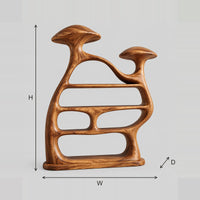 Twin Mushroom Cap Bookshelf With Flowing Tiers Of Open Shelves dimension diagram with width, height and depth