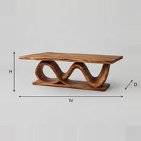 Twin Wave Ribbon Dining Table With Flat Plinth And Slab Top dimension diagram with width, height and depth