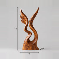 Twin Wing Sculpture With Swirled Base And Sharp Tips dimension diagram with width, height and depth