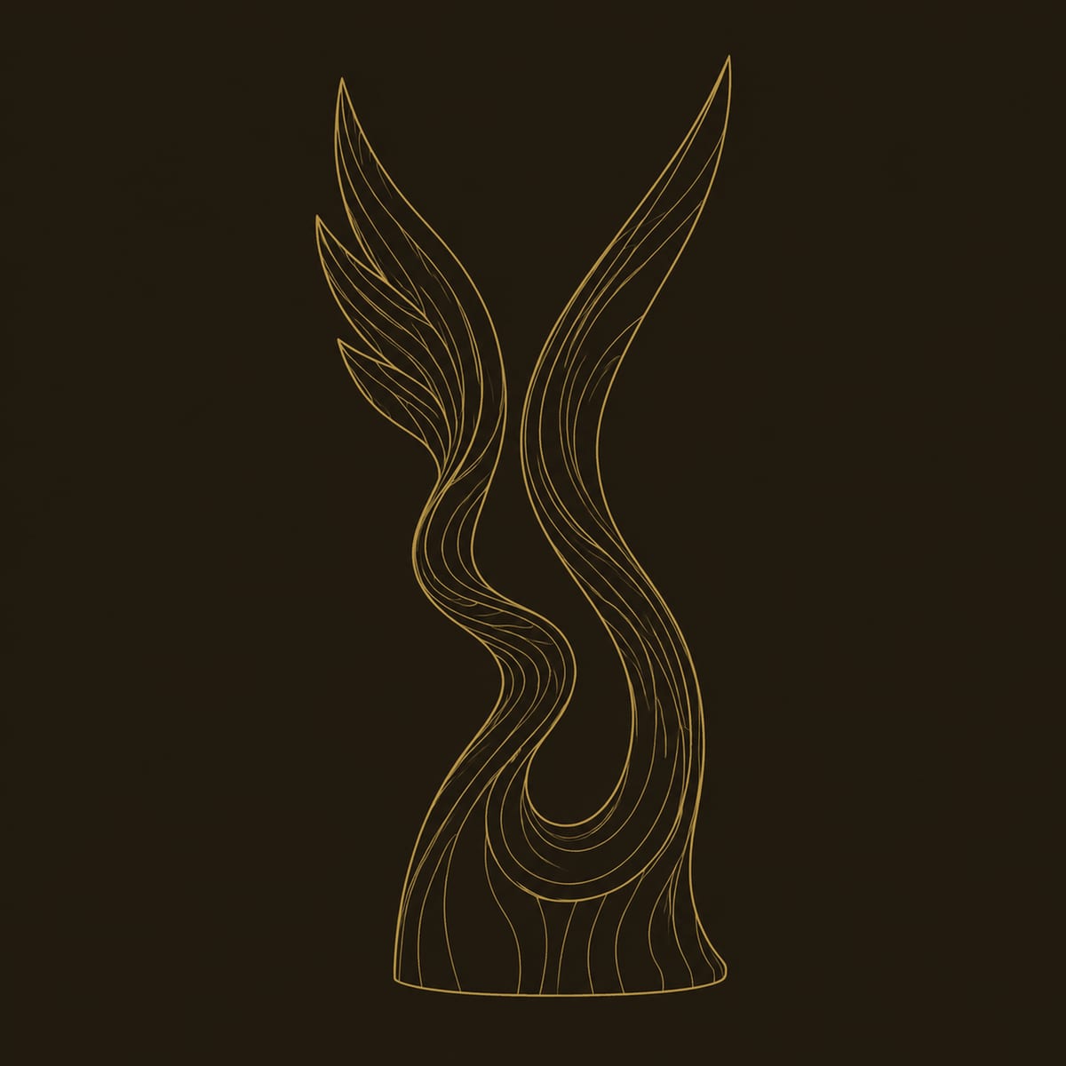 Twin Wing Sculpture With Swirled Base And Sharp Tips dimension diagram