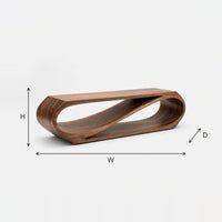 Twist Loop TV Console Carved with a Diagonal Inner Sweep dimension diagram with height, width and depth