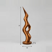 Twisted Blade Floor Lamp With Pointed Tip And Open Glowing Body dimension diagram with width, height and depth
