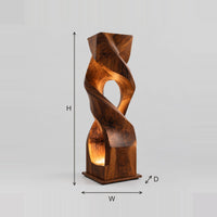 Twisted Block Floor Lamp With Carved Window And Glowing Base dimension diagram with width, height and depth