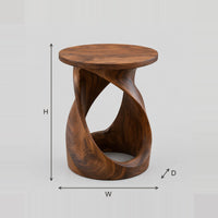 Twisted Column Side Table With Round Top And Hollow Center dimension diagram with width, height and depth