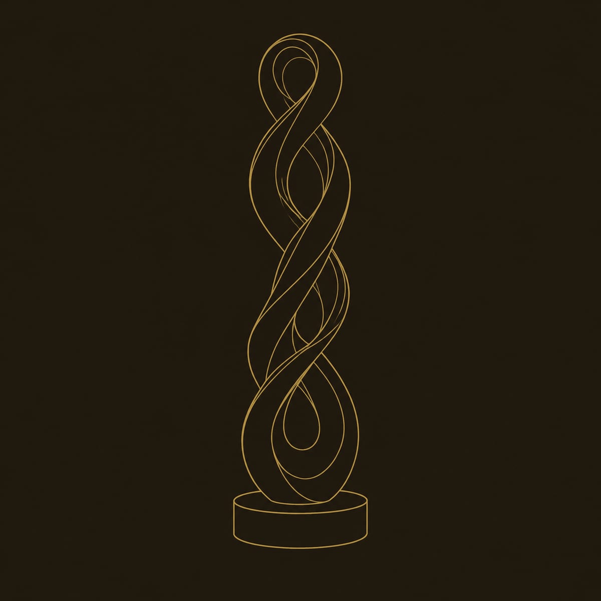 Twisted Double Loop Wood Sculpture With Open Spiral Form dimension diagram