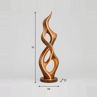 Twisted Flame Floor Lamp With Warm Glow Along Its Edges dimension diagram with width, height and depth