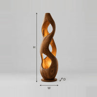 Twisted Hollow Floor Lamp With Glowing Cutouts dimension diagram with width, height and depth