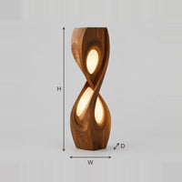 Twisted Hourglass Floor Lamp With Two Glowing Teardrop Openings dimension diagram with width, height and depth