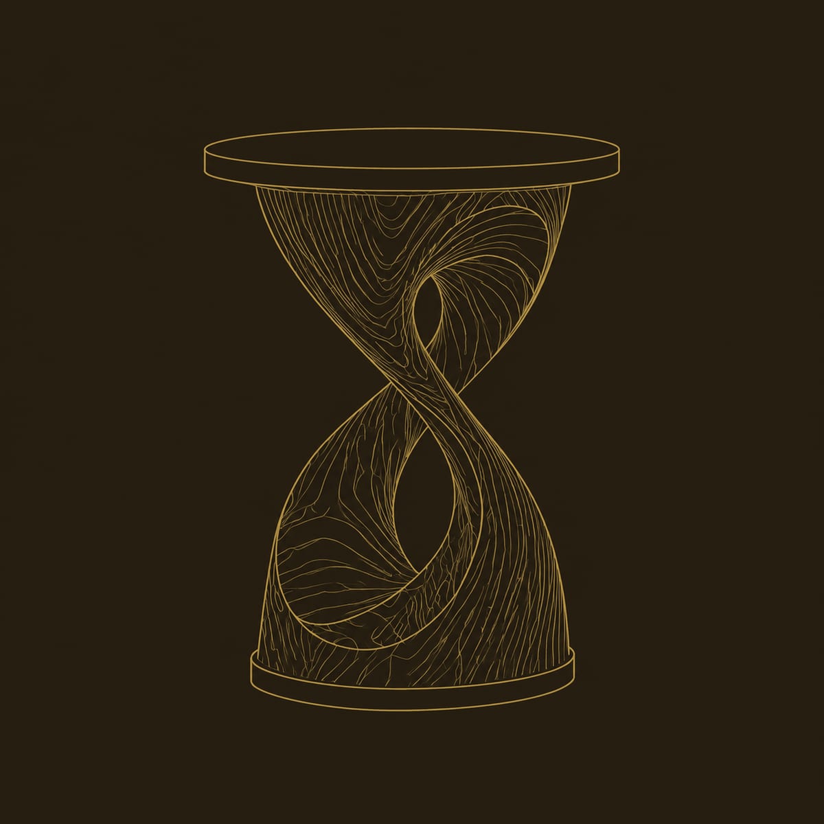 Twisted Hourglass Side Table With A Thin Flat Top dimension diagram