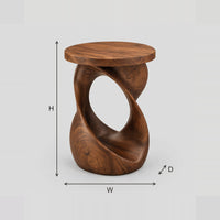 Twisted Loop Base Side Table With A Round Top dimension diagram with width, height and depth