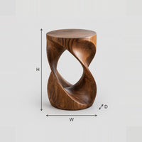 Twisted Open Loop Side Table With Sculpted Hourglass Body dimension diagram with width, height and depth