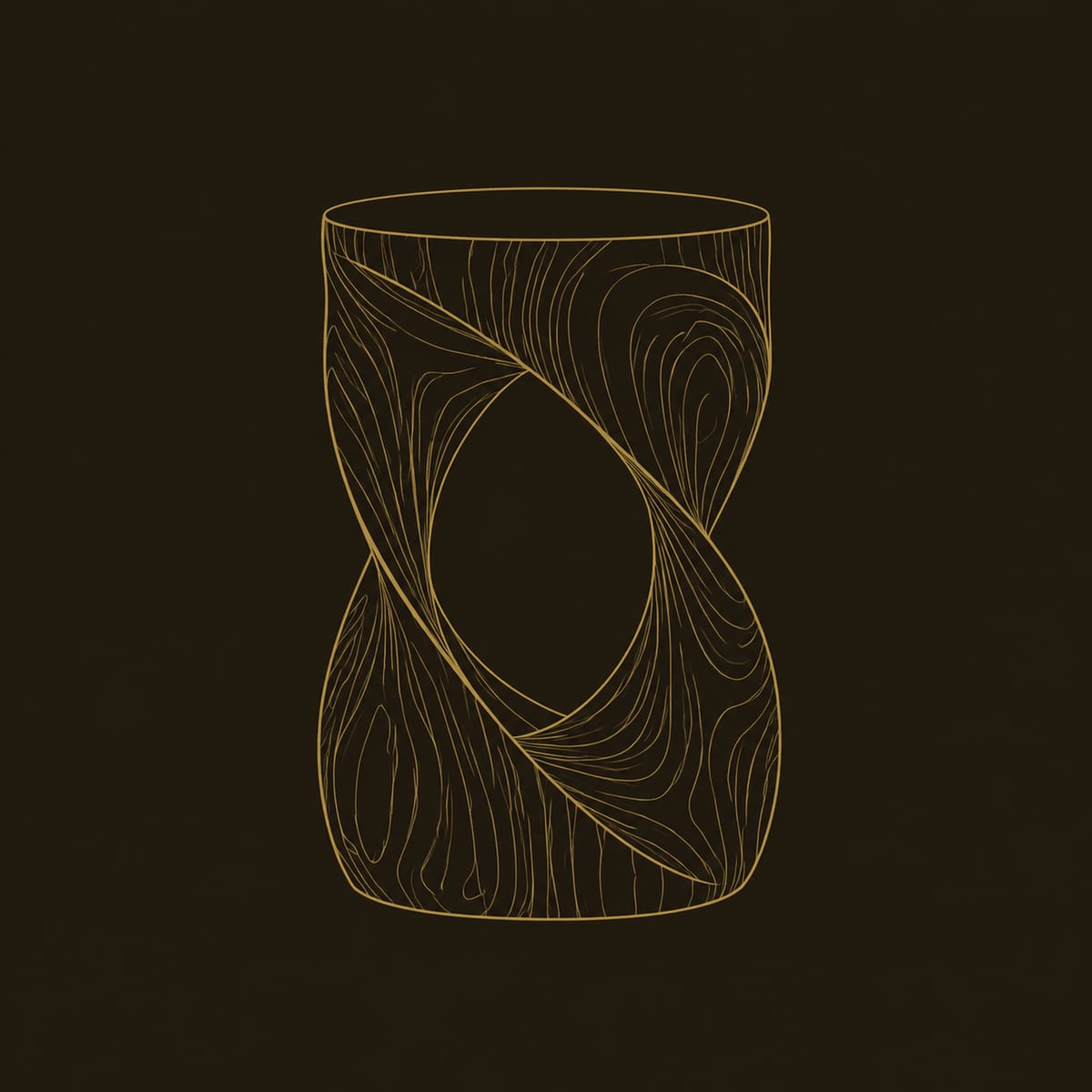 Twisted Open Loop Side Table With Sculpted Hourglass Body dimension diagram