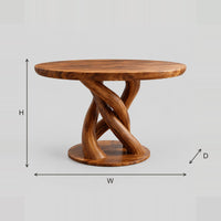 Twisted Pedestal Round Dining Table On A Disc Base dimension diagram with width, height and depth