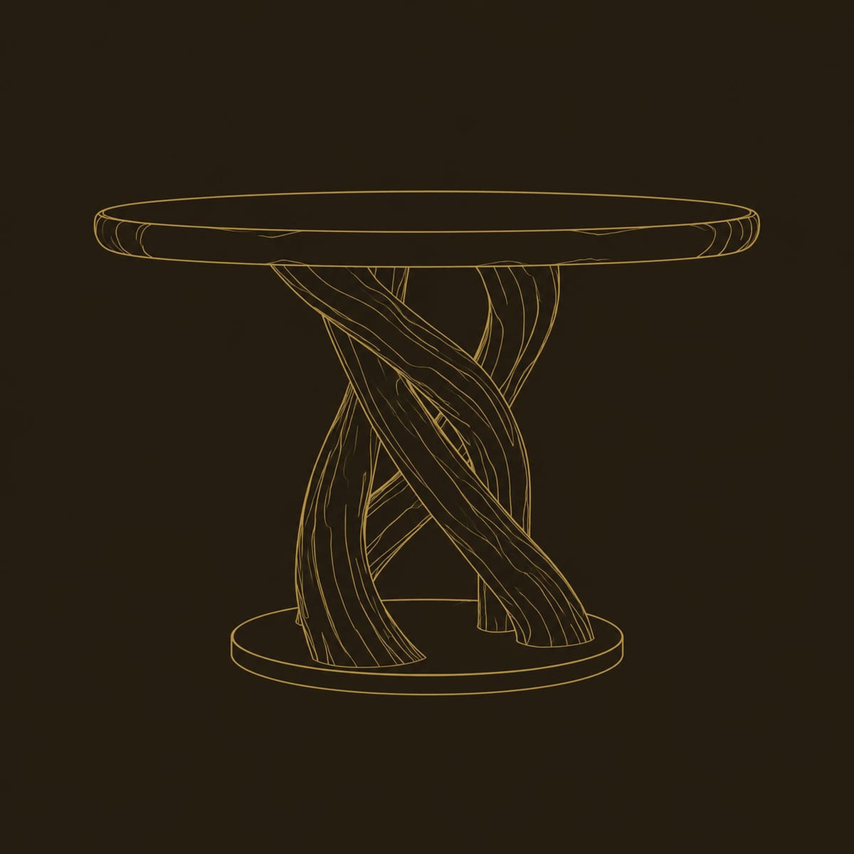 Twisted Pedestal Round Dining Table On A Disc Base dimension diagram