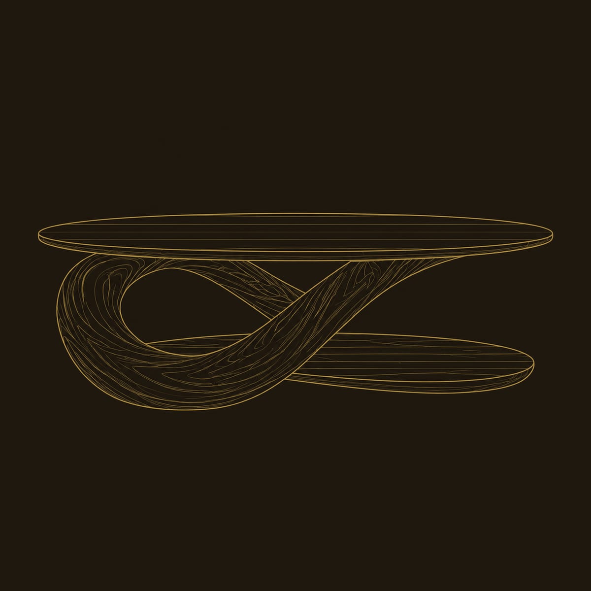 Twisted Ribbon Base Coffee Table With Oval Top And Offset Shelf dimension diagram