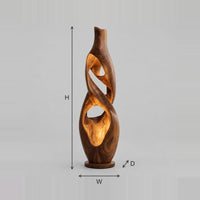 Twisted Ribbon Floor Lamp With Glowing Open Vase Form dimension diagram with width, height and depth