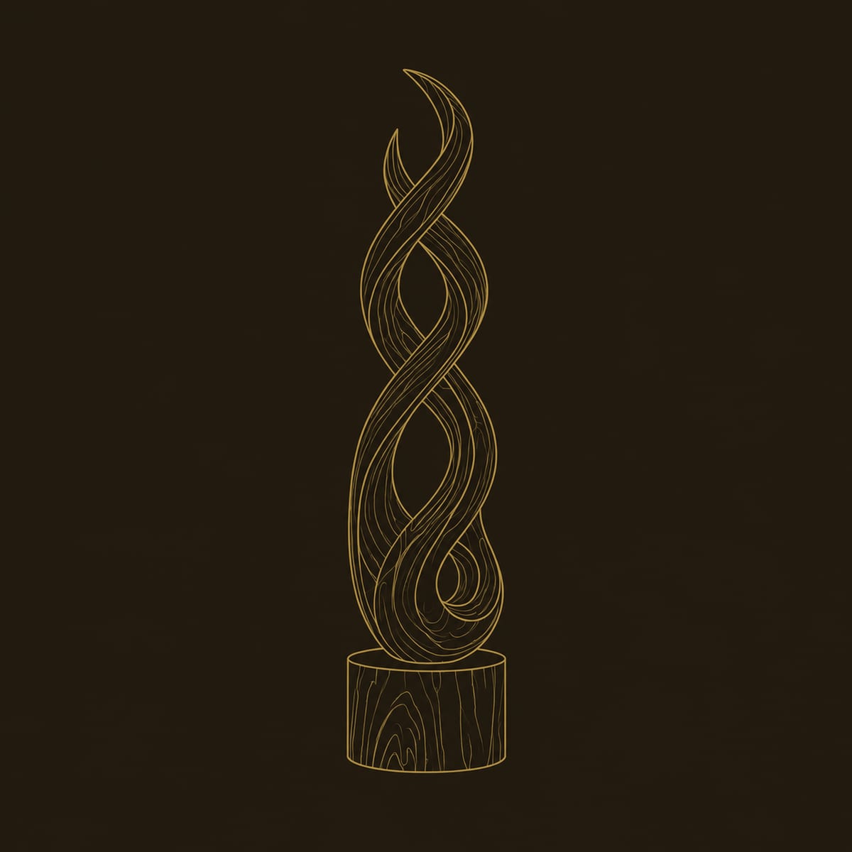 Twisted Ribbon Sculpture With Open Loops And Log Base dimension diagram