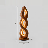 Twisted Spiral Floor Lamp With Three Glowing Open Loops dimension diagram with width, height and depth