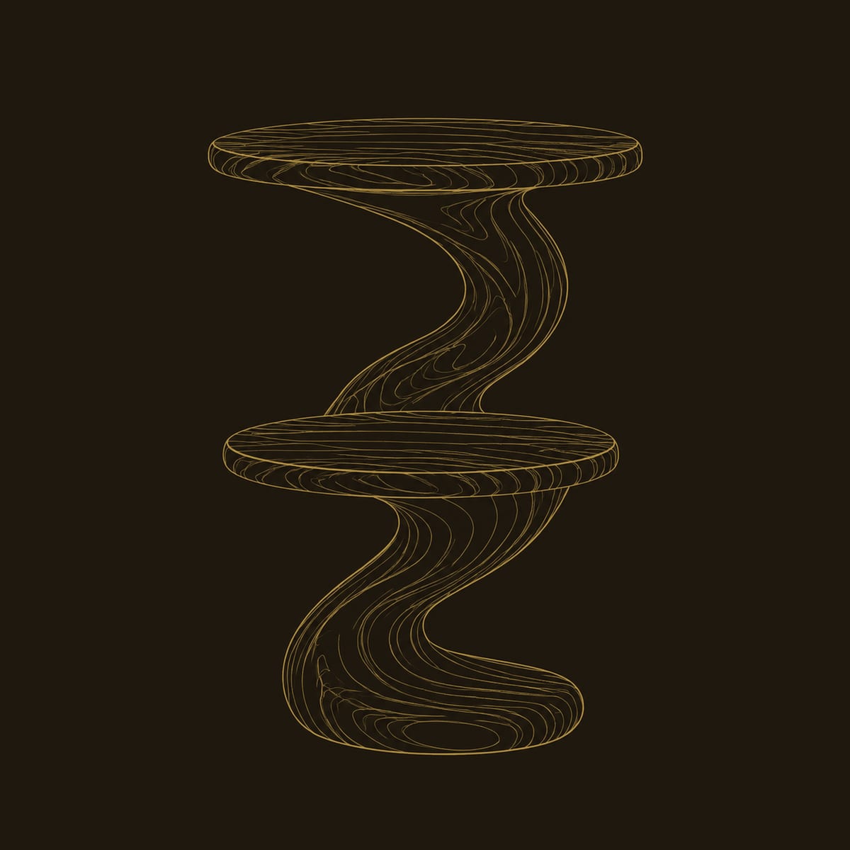 Twisted Spiral Pedestal Side Table With Two Round Tiers dimension diagram