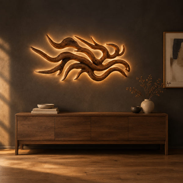 Twisting Branch Wall Sconce With Flowing Limbs And Warm Halo Glow