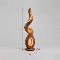 Twisting Ribbon Floor Lamp With A Warm Inner Glow And Disc Base dimension diagram with width, height and depth