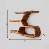 Twisting Wall Shelf With Open Oval Loop And Slim Top Tier dimension diagram with width, height and depth