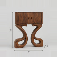 Two Door Console Table On Looping S Shaped Legs dimension diagram with width, height and depth