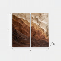 Two Panel Canyon Wall Art with Pale to Dark Grain Layers dimension diagram with height, width and depth