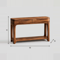 Two Panel Console Table With Open Lower Shelf dimension diagram with width, height and depth