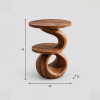 Two Tier End Table With Spiral Ribbon Base And Loop Foot dimension diagram with width, height and depth