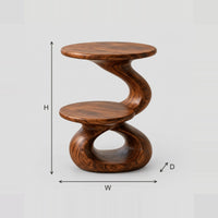Two Tier Twist Side Table With Figure Eight Base dimension diagram with width, height and depth