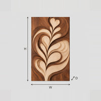 Two Tone Leaf Relief Wall Art With Heart Shaped Fronds dimension diagram with width and height