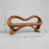 Undulating Rim Bench With Flat Seat And Slender Splayed Legs dimension diagram with width, height and depth