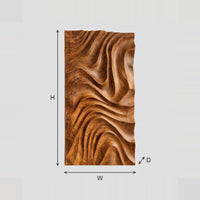 Vertical Carved Ripple Wall Art With Deep Swirling Ridges dimension diagram with width and height