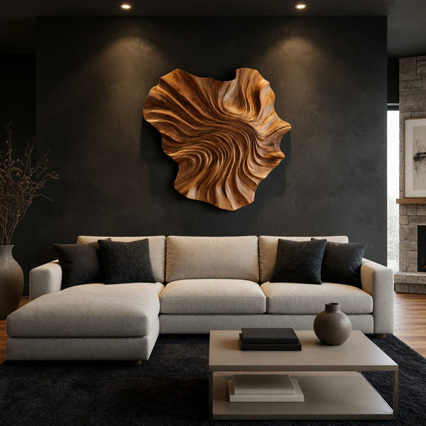 Vortex Wall Relief Carved with Swirling Contour Lines