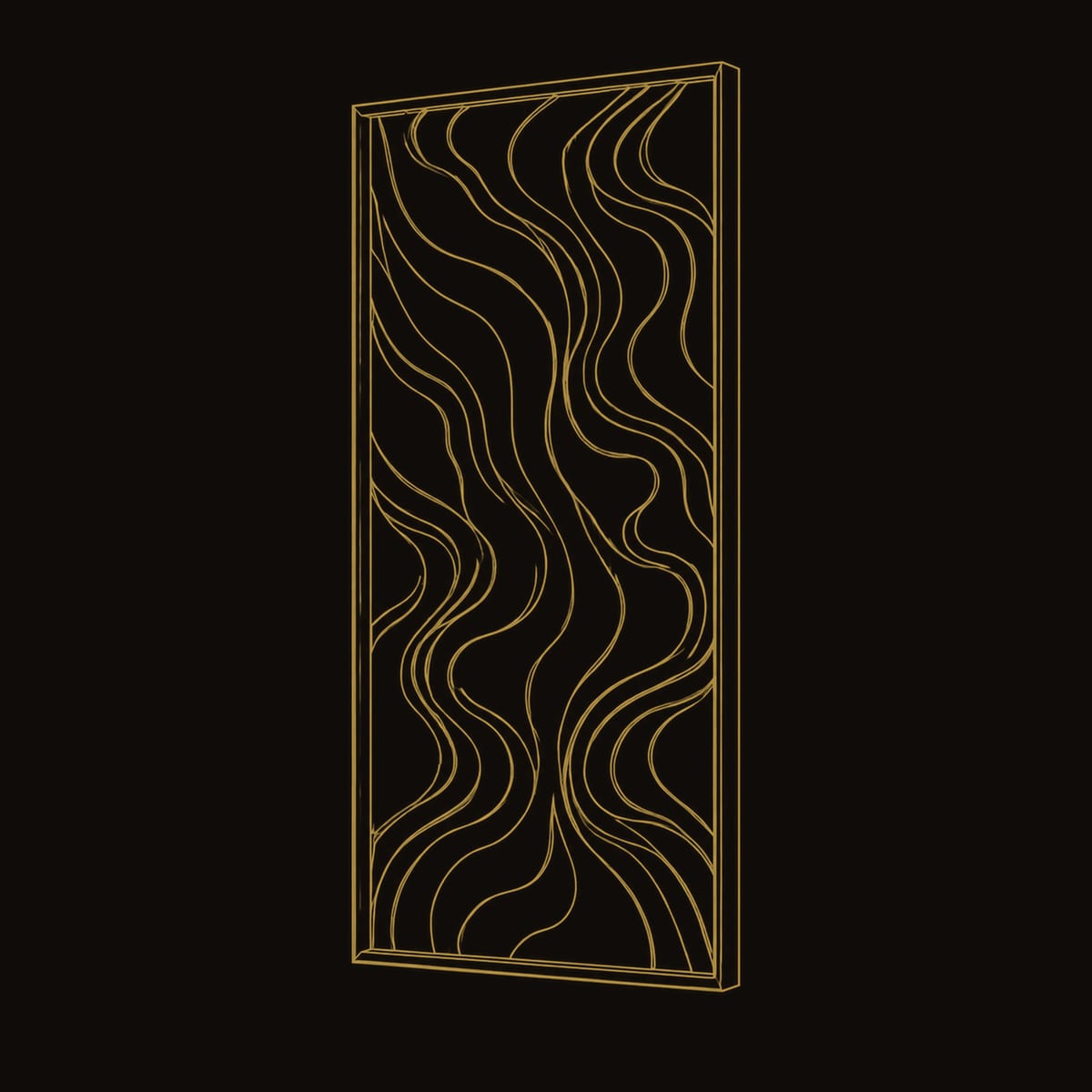 Wall Art Panel With Layered Flowing Waves In Light And Dark Wood dimension diagram