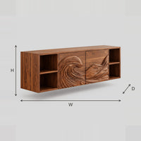 Wall Mounted Bathroom Vanity With Carved Ocean Wave Front dimension diagram with width, height and depth
