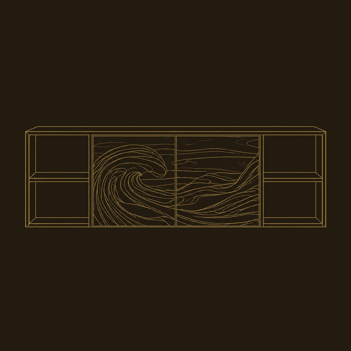 Wall Mounted Bathroom Vanity With Carved Ocean Wave Front dimension diagram