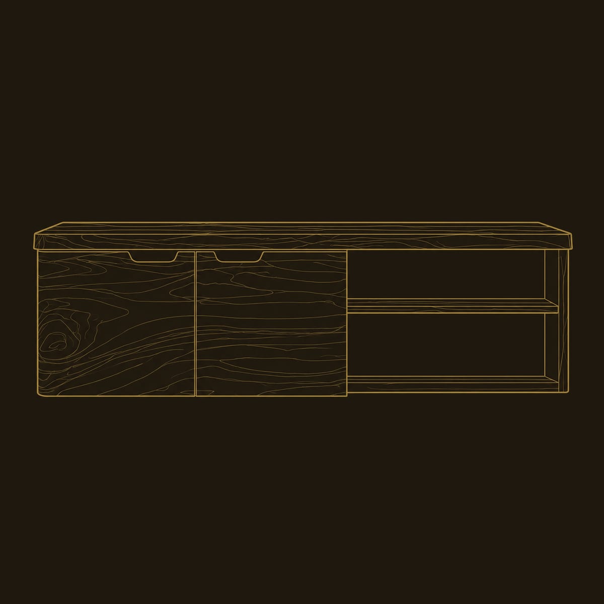Wall Mounted Bathroom Vanity With Live Edge Top And Open Shelf dimension diagram