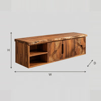 Wall Mounted Live Edge Bathroom Vanity With Leaf Relief Fronts dimension diagram with width, height and depth