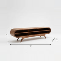 Warm Grain Capsule TV Cabinet for a Scandinavian Room dimension diagram with height, width and depth
