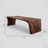 Waterfall Dining Table With Carved Grain Slab Ends dimension diagram with width, height and depth