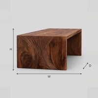Waterfall Dining Table With Carved Swirl Grain End Panels dimension diagram with width, height and depth
