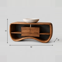 Wave Base Bathroom Vanity With Center Cabinet And Side Shelves dimension diagram with width, height and depth