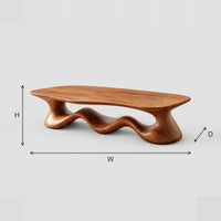 Wave Base Coffee Table With A Freeform Slab Top dimension diagram with width, height and depth