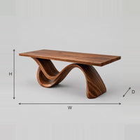 Wave Base Desk With A Smooth Rectangular Top And Open Legroom dimension diagram with width, height and depth